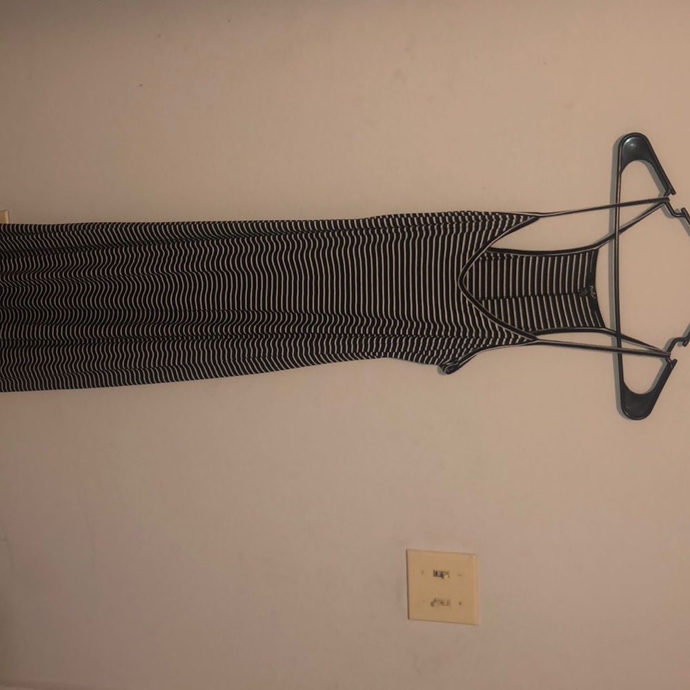 Black and white striped maxi dress M